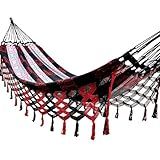 Rede Grande Luxo De Dormir P Casal 4 40 Metros Cor Vermelho Com Preto