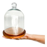 Redoma De Vidro Com Base De Madeira Decoração