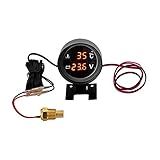 Redondo Led Digital Carro Caminhão Medidor De Temperatura Da água Sensor Temperatura Moto Voltímetro Volt Medidor Tensão 2 Em 1 12 0v 24v Type1