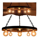 Redskull Lustre Rustico Roda De Carroça Luminária Pendente Grande 67cm Bivolt