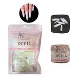 Refil 600 Unhas Postiças Bailarina Fan Nails Alongamento Cor Natural
