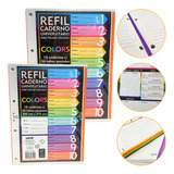 Refil Caderno Bloco Fichário 1 000 Folhas 4 Furos Coloridas