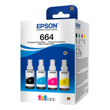 Refil De Tinta Epson T664 Kit 4 Cores T6641204p