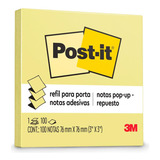 Refil Notas Adesivas Post it 76x76mm Amarelo 100 Folhas 3m