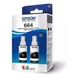 Refil Tinta Para Ecotank T664 C 2 Unid Preto Epson Original