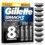 Refils Para Barbear Gillette Mach3 Carbono Carga Para Aparelho De Barbear Com Carvão Ativado 8 Uds