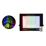 Refletor Holofote 200w Colorido Luz Rgb C Controle Balada