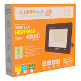 Refletor Led 50w Deep High Tech Aluminio Branco frio 6500k Ip65 A Prova D água Llumm
