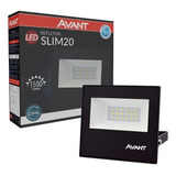 Refletor Led Avant Área Externa 20w 6500k Luz Branca Ip65 Carcaça Preto Luz Branco frio 110v 220v