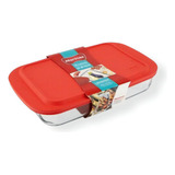 Refratório Travessa Vidro Lasanheira 3l Marinex Tampa C Cor Vermelho