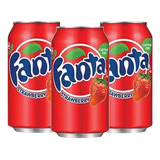 Refrigerante Fanta Strawberry Morango 3 Latas 355ml