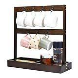 REGAL TRUNK CO Suporte De Caneca De Café Para Bancada Suporte De Madeira Para 7 Xícaras Suporte Organizador De Cozinha Para Canecas Xícaras Itens Essenciais De Café Prateleira De Exibição