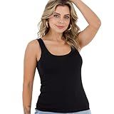 Regata Alça Larga Feminina Viscolycra Slim - Blusa Confortável E Elegante Para Primavera/verão, Modelagem Slim (br, Alfa, Gg, Regular, Preto)