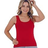 Regata Alça Larga Feminina Viscolycra Slim - Blusa Confortável E Elegante Para Primavera/verão, Modelagem Slim (br, Alfa, P, Regular, Vermelho)