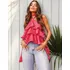 Regata Blusa Crepe Duna Babado 3 Marias Camada Tiras