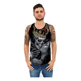 Regata Camiseta Masculina Tatoo-desenho-serie-caveira Preta Tamanho Especial