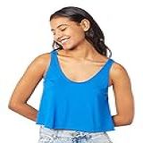 Regata Cropped Básica Feminina Reta Azul P