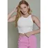 Regata Cropped Feminina Canelada Com Argola Na Lateral