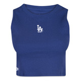 Regata Cropped New Era Feminina Mlb Los Angeles Dodgers Logo