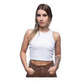 Regata Cropped Ribana Lisa Premium Confortável Moda Verão