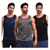 Regata Dry Fit Kit 3 Uv Camiseta Masculina Academia Treino