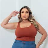 Regata Feminina Plus Size Modeladora Sem Costura Verão Basic