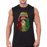 Regata Masculina Algodão Camiseta Leão Bob Marley Reggae Top