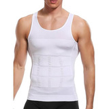 Regata Masculina Branca De Compressão Barriga Peitoral Slim