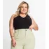 Regata Plus Size Em Ribana Canelada Secret Glam Preto