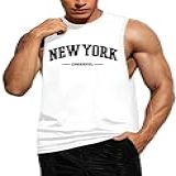 Regatas Masculinas Sem Mangas Para Treino Masculinas Estampadas Musculares Regatas Atléticas Para Homens Branco Nova York M