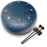 REGIS Alloy Steel Tongue Drum 8 Notes 6 Inches Chakra Tank Drum Steel Percussion Padded Travel Bag And Mallets Navy 