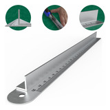 Régua De Metal Com Proteção Para Dedos 30cm Aço Inoxidável