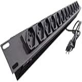 Régua De Tomadas Rack 19 Polegadas 12 Tomadas 10A Estrutura Metálica Com Interruptor Preta