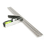 Régua Esquadro Combinado Inox 30cm Com Nível E Riscador Pro