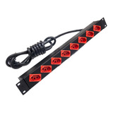 Régua Padrão 19 Com 8 Tomadas Vermelhas 20a Nbr 14136 Cor Preto/vermelho