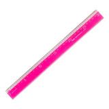 Régua Plástico Rosa Neon Marcação Precisa 30cm