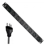 Regua Tomada Filtro De Linha 8 Tomadas Rack 19 1u Bivolt Cor Preto 127v 220v Ipec