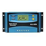 Regulador De Painel Solar Controlador De Carga Solar Regulador Solar PWM Leve 30A 12V 24V Configuração De Temporizador De Parâmetro Automático De Carga De Rastreamento De Display LCD Azul Pinnkl