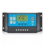 Regulador De Painel Solar Glomora Controlador Solar PWM De Display Digital LCD 12V 24V 60a Com Controle De Tempo De Luz