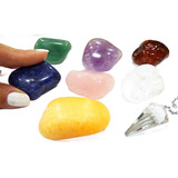 Reiki Radiestesia Kit Pêndulo pedra 7chacras Grande apostila