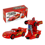 Relâmpago Mcqueen Carrinho Transforma Robô Brinquedo Carros Cor Vermelho