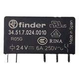 Rele 24v Finder 24vcc 6a 1 Contato Reversível 345170240010