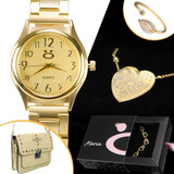 Relegio Feminino Banhado Aco
