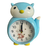 Relógio Analógico Mesa Raposa Decorativo Infantil Azul