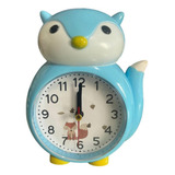 Relógio Analógico Mesa Raposa Decorativo Infantil Azul