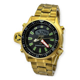 Relógio Aqualand Dourado Relogio Série Ouro Pulseira Metal