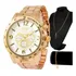 Relógio Barato Masculino Dourado Grande + Super Brinde