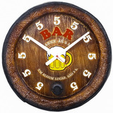 Relógio Barril Decorativo De Parede Grande Bar