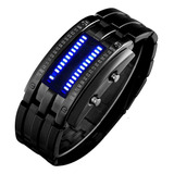 Relógio Binário Curioso Led Luz Azul Eletrônico Homem