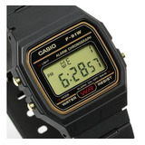 Relógio Casio F 91 W Alarme F 91wg 9q Cronômetro Série Ouro